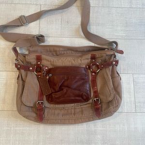 Mo & Co canvas and leather messenger bag Crossy body style with adjustable strap